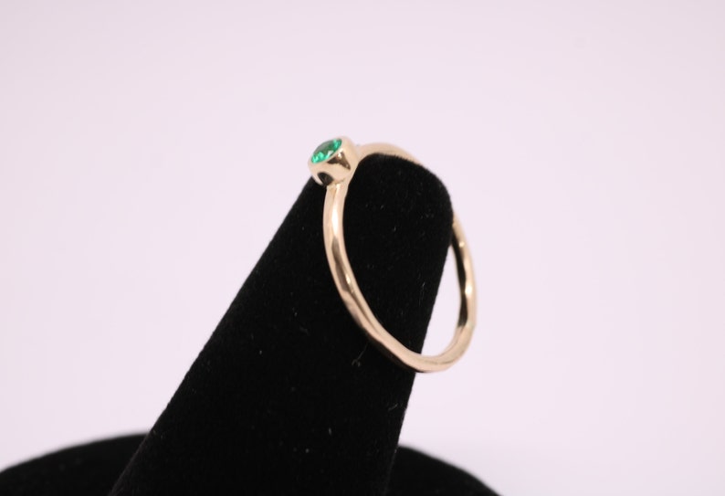 Gold Emerald Ring /Solid 14k Gold Emerald Stacking Ring /14k Emerald May Birthstone Ring / Dainty Emerald Ring /14k Gold Filled Emerald Ring image 5