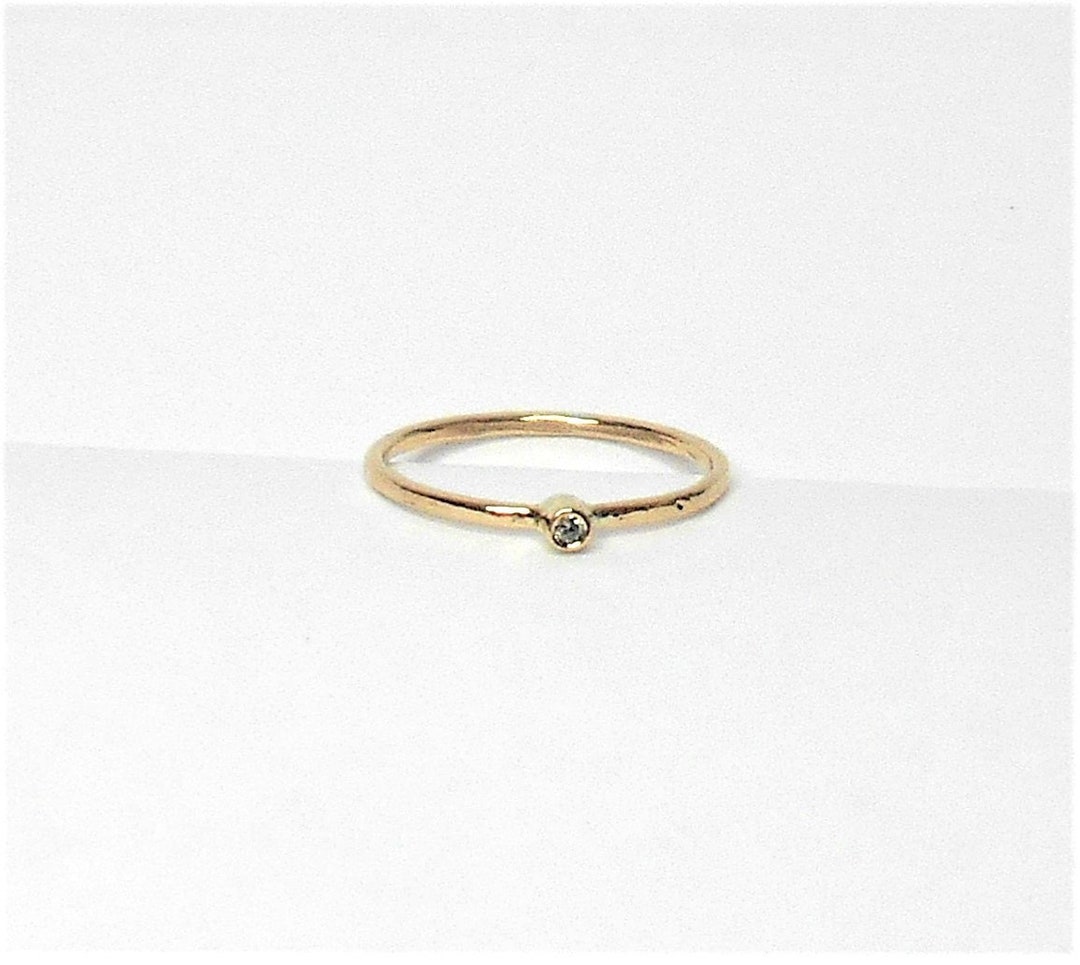 Mini Diamond Rings 14k Gold Mini Diamond Ring: Handmade Stacking Promise Ring - Etsy