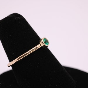 Gold Emerald Ring /Solid 14k Gold Emerald Stacking Ring /14k Emerald May Birthstone Ring / Dainty Emerald Ring /14k Gold Filled Emerald Ring image 7