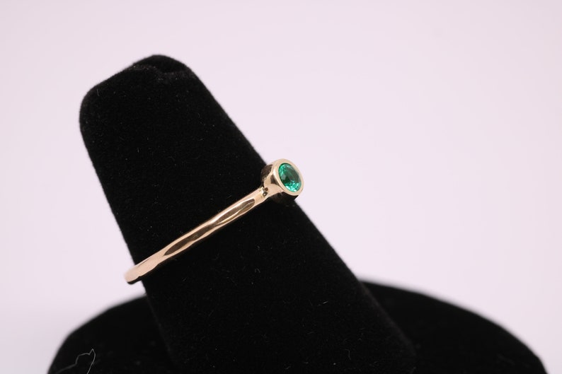 Gold Emerald Ring /Solid 14k Gold Emerald Stacking Ring /14k Emerald May Birthstone Ring / Dainty Emerald Ring /14k Gold Filled Emerald Ring image 7