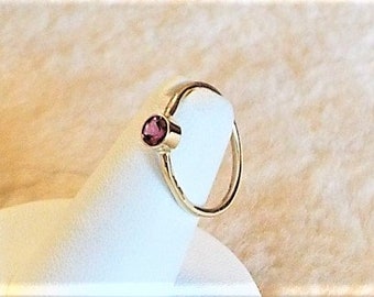 Solid 14k Gold Pink Tourmaline Ring, 14k Gold Pink Tourmaline October Birthstone Ring, 14k Gold Pink Tourmaline Stacking Ring,