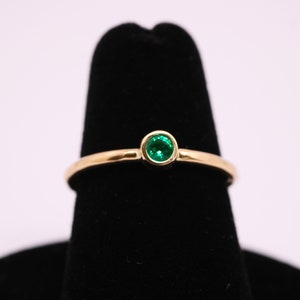 Gold Emerald Ring /Solid 14k Gold Emerald Stacking Ring /14k Emerald May Birthstone Ring / Dainty Emerald Ring /14k Gold Filled Emerald Ring image 8