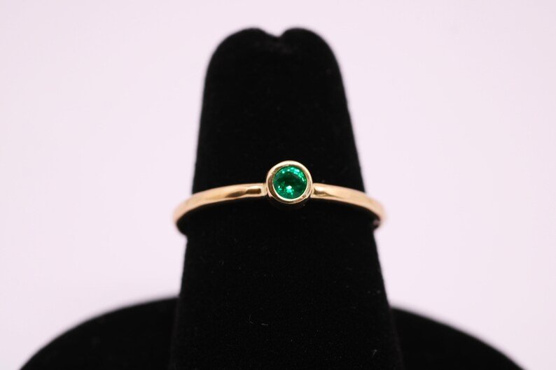 Gold Emerald Ring /Solid 14k Gold Emerald Stacking Ring /14k Emerald May Birthstone Ring / Dainty Emerald Ring /14k Gold Filled Emerald Ring image 8