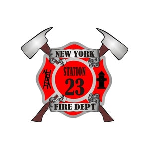 Custom Axes Firefighter Decal w/your Department Name & Station Number high quality vinyl sticker for gifts