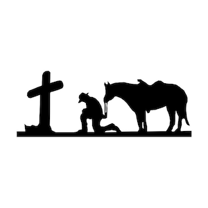 Cowboy Kneeling at the Cross Vinyl Decal Sticker