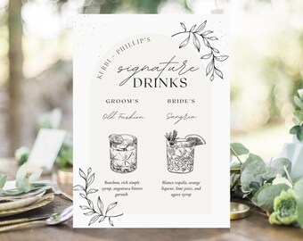 Sein & Ihr Signature Cocktail | Canva Vorlage | Druckbares Hochzeit Bar Schild