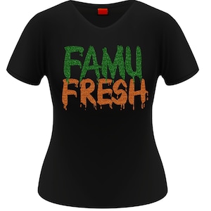 FAMU FRESH Glitter  Ladies Shirt V-Neck