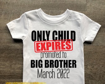 Only Child Expiring Personalised Date Toddler T-shirt Children's T-shirt Kids Only Child Expiring Personalised Date Toddler T-shirt Children's T-shirt Kids