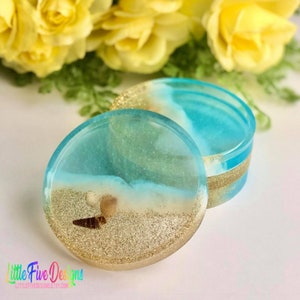Beach Coaster, Beach Home Décor, Epoxy Resin Art, Ocean Wave Coaster, Sea Shell Coaster, Housewarming Gift