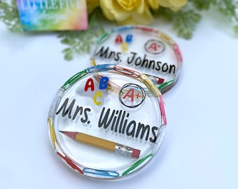 Teacher Appreciation Gift Custom, Teacher Coaster, Epoxy Resin Art, School Supply Coaster, Teacher Gift, Thank You Gift