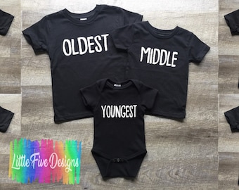 Family Sibling Shirt Set Option, Oldest, Youngest, Middle, Next To The Middle, Mom, Dad, Reunion Shirt, Pajama Shirt Set