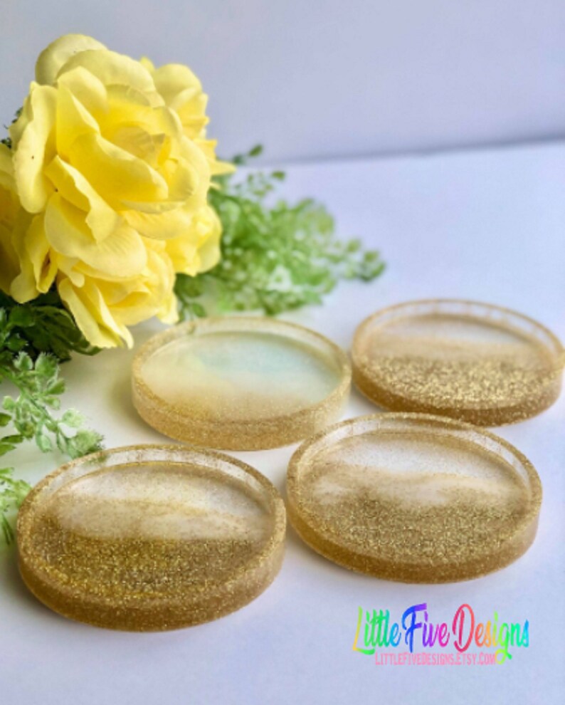Gold Glitter Coaster Glitter Home Décor Epoxy Resin Art Etsy