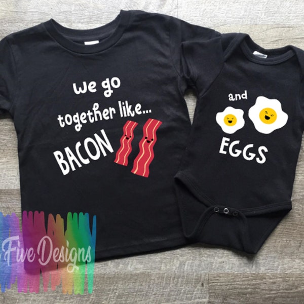 Ensemble de chemises pour frères et sœurs, nous allons ensemble comme du bacon et des œufs, révélation de grossesse, ensemble cadeau de baby shower