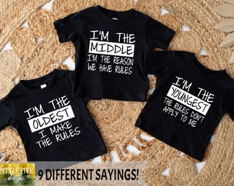 Family Shirt Set Option, Oldest, Middle, Youngest Shirt