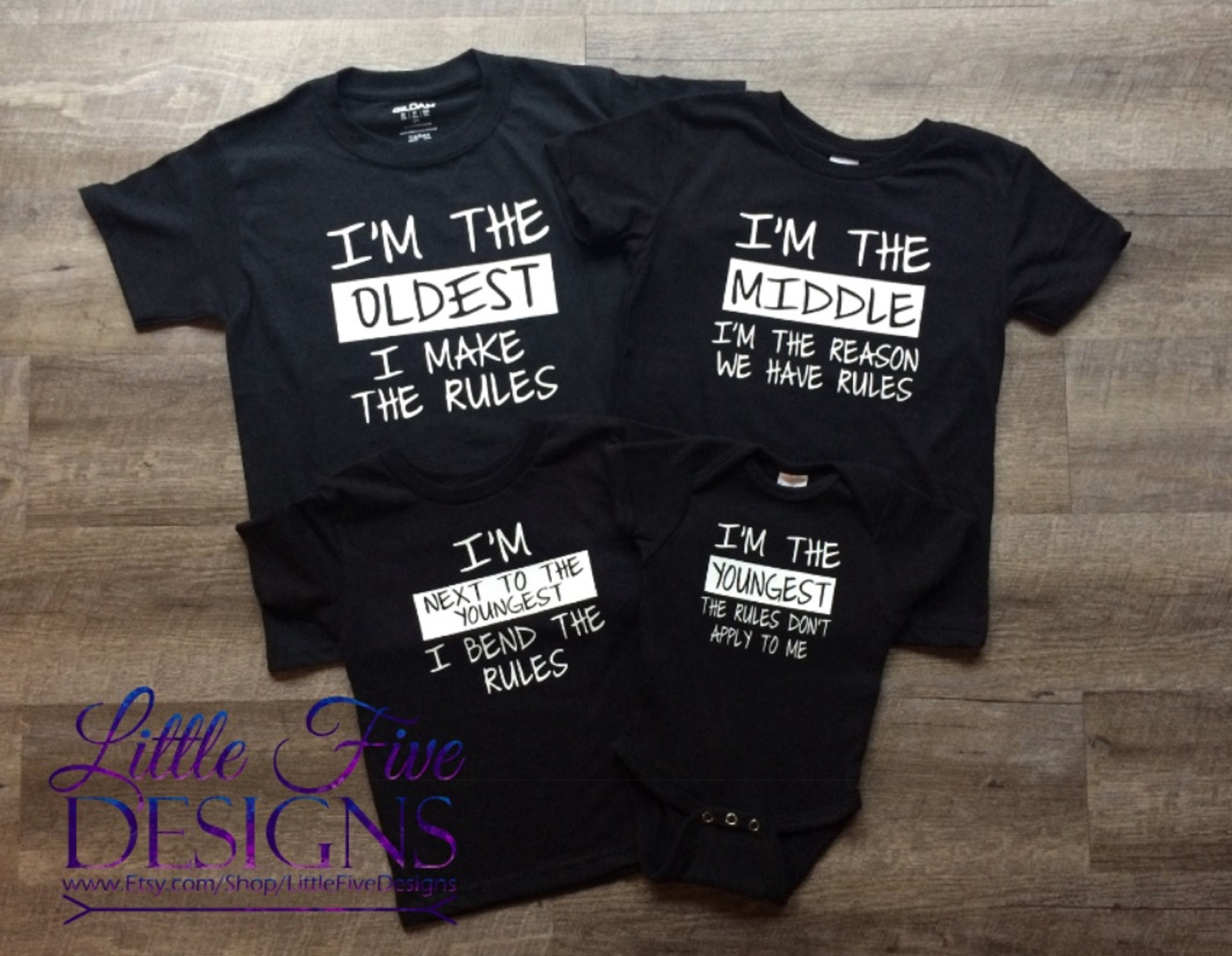 Tie Breaker Sibling Set  Oldest, Middle, and Youngest Shirt Set