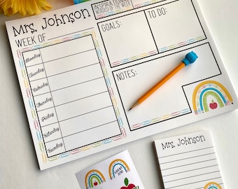 Weekly Tear Away Planner, Personalized Mini Notepad, Teacher Appreciation Gift Custom, Teacher Gift, Thank You Gift