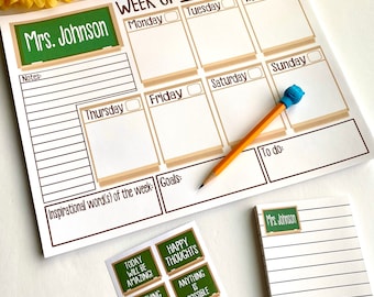 Weekly Tear Away Planner, Personalized Chalkboard Notepad, Teacher Appreciation Gift Custom, Teacher Gift, Thank You Gift