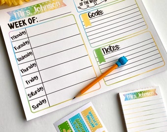 Weekly Tear Away Planner, Personalized Mini Teach Love Inspire Notepad, Teacher Appreciation Gift Custom, Teacher Gift, Thank You Gift