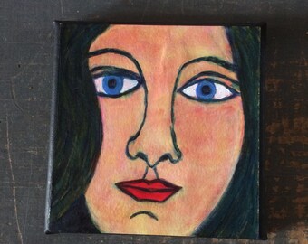Acrylic painting - portrait - acrylic paint on paper