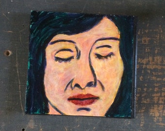Acrylic painting - portrait - acrylic paint on paper