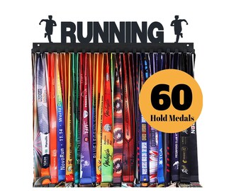Running Medal Holder Display Hanger Rack Frame For Sport Race Runner-Sturdy Black Steel Over 60 Easy to Install(1Pcs)