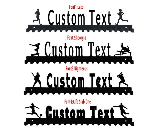 Featured listing image: Custom Medal Holder Personalized Display Hanger Custom Name Text Font and Images For Athletes Easy to Install Black Color (1Pcs)