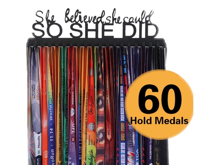 Featured listing image: Medal Hanger Display - Showcase and Protect Your Medals in Style - with 20 Hooks Hold Up 60 Medals Pure Steel Resistant to Damage Breakage