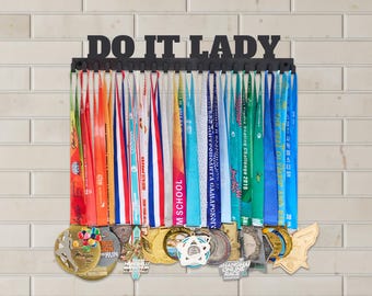 Women Medal Holder DO IT LADY | Motivational Medal Display with Shelf Options