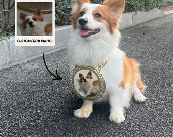 Custom Pet Photo Medal Necklace, Personalized Dog Cat Pendant, Pet Award Jewelry Gift