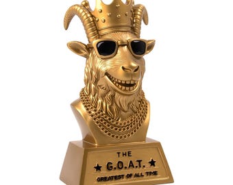 GOAT Trophy Goat Head Statue Desk Decor Greatest Of All Time Gift