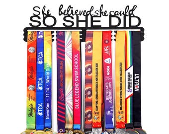 Inspirational Medal Holder: Black Steel Display Rack