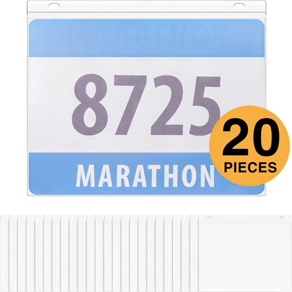 Lätzchen-Anzeigenhalter-Vinylschutzblätter 20 STÜCKE Laufnummer Bib Display Klare Schutzhüllen für Marathonläufer Spieler Athleten