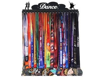 Dance Medal Holder Dancer Sign Metal Display Rack Sports Awards Ribbons International Dance Clouds And Music Patterns Easy to Install(1Pcs)