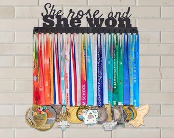 Custom Medal Display, She Rose and She Won