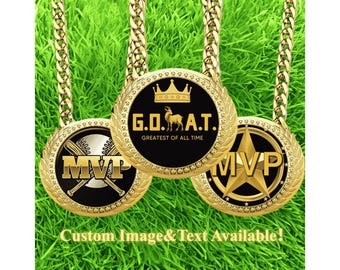 Personalized Gold Medal Chain – Custom Image & Text Award Necklace