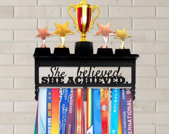 Metal Medal Hanger with Shelf She Believed She Achieved Display