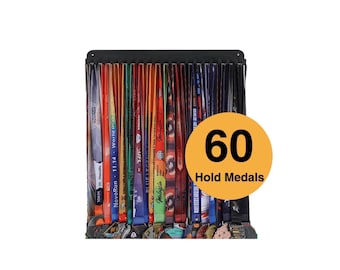 Porta-Medallas de Acero Negro: Estante para Exposición de Medallas Deportivas - Soporta 60+ Medallas