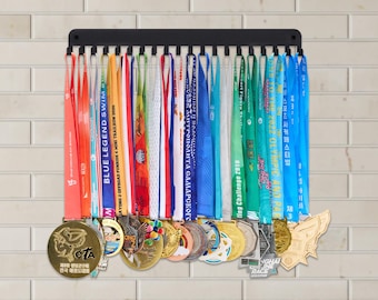 Black Stainless Steel Sports Medal Hanger: Athlete Achievement Display Rack