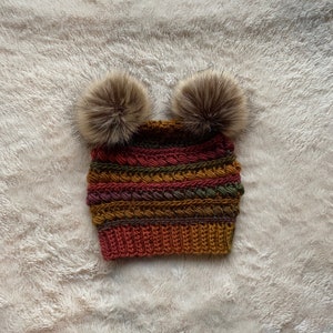 Gumdrop Häkelbeanie mit Double Poms