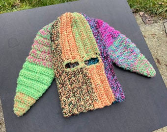 Neon Multi Backloop Bunny Balaclava Crochet