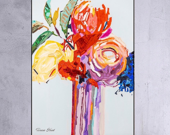 Abstract Flower Giclee Print: Large Modern Canvas Wall Art