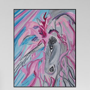 ARTE DE PARED DE UNICORNIO - Impresión de unicornio pastel - Arte en lienzo de unicornio - Impresión giclée de unicornio - Arte contemporáneo - Regalo para amantes de los unicornios