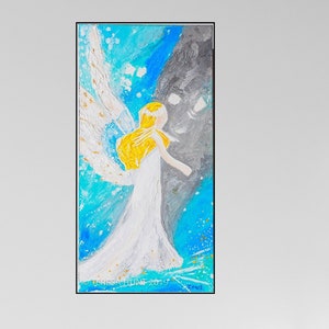 ANGEL WALL ART - Lovely Angel Print - Painted Angel art - Angel Abstract print - Angel Canvas Art - Religious Art Print