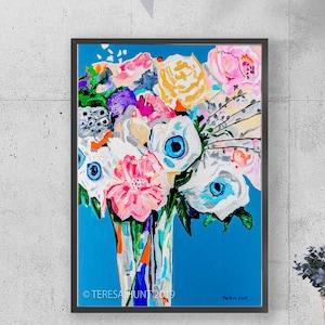 SOFT PASTEL FLOWER Wall Art, Abstract Painting Giclee Print, Large Fine Art Print, Modern Abstract Art, Acrylic Art Print, Poster Painting