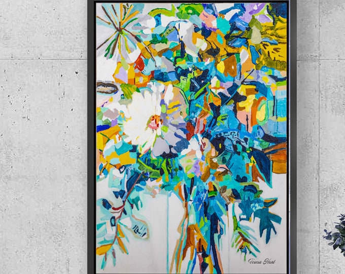 Giclée Floral Abstract Art Print: Colorful Autumn Home Decor