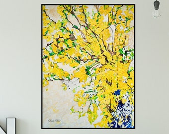 Yellow Aspen Tree Art Print: Autumn Home Decor