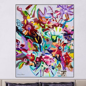 Abstract Flower Bouquet Canvas Print: Vivid Multicolor Wall Art