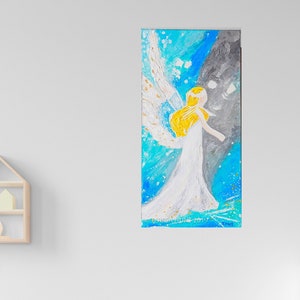 Original - ANGEL WALL PAINTING- Lovely Angel Print - Painted Angel art - Angel Abstract print - Angel Canvas Art - Religious Art Print