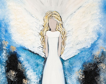 Abstract Angel Giclee Print: Guardian Angel Canvas Wall Art