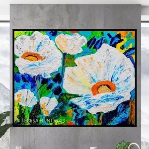 White Flower Art - Beautiful Floral Print & Abstract Flower Poster - Inspired Wall Decor - Elegant Home Art Decoration